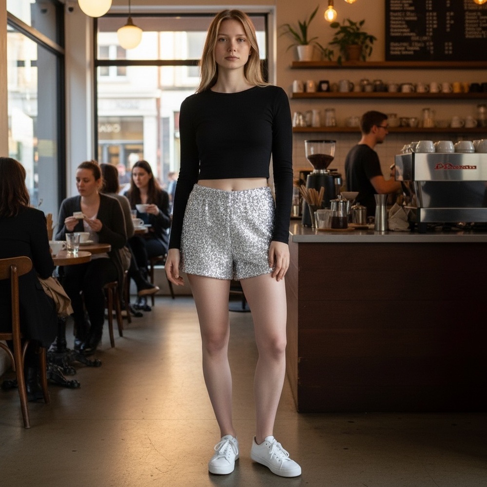Silver Sequin Women's Shorts